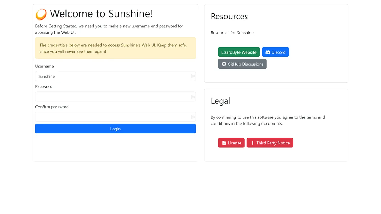 Screenshot del repository ufficiale di Apollo con l'interfaccia web ereditata da Sunshine